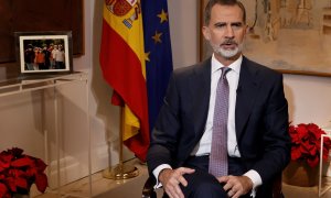 El rey Felipe VI pronuncia su tradicional mensaje de Nochebuena, el octavo de su reinado. EFE/Ballesteros POOL