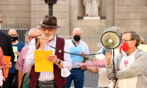 29/09/2021 - Mobilització del passat setembre de persones grans a la plaça Sant Jaume de Barcelona.