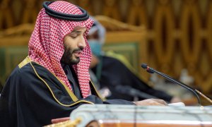 14/12/2021 El príncipe heredero de Arabia Saudita, Mohammed bin Salman, habla durante la Cumbre del Golfo en Riad