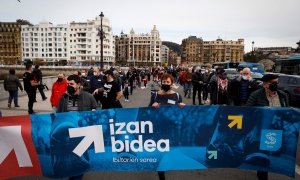26/12/2021 La red de apoyo a los presos de ETA Sare en una marcha ciclista desde la cárcel de Martutene hasta los juzgados de San Sebastián
