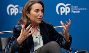 La portavoz parlamentaria del PP, Cuca Gamarra, durante una entrevista con Europa Press, a 28 de diciembre de 2021, en Madrid.