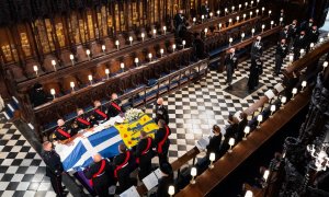 Un momento del funeral del príncipe Felipe. Fotografía del 17 de abril de 2021.