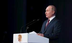 12/01/2022 El presidente ruso, Vladimir Putin, pronuncia un discurso durante la celebración del 300º aniversario de la fiscalía rusa
