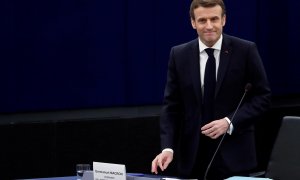 19/01/22. El presidente de Francia, Emmanuel Macron, dio un discurso en el Parlamento Europeo, en Estrasburgo, a 19 de enero de 2022.