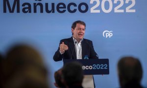 El presidente del Partido Popular de Castilla y León y candidato a las elecciones autonómicas, Alfonso Fernández Mañueco, este martes en Soria.