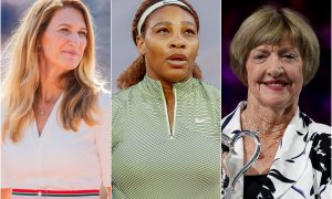 De izquierda a derecha, Margaret Court, Serena Williams y Stefanie Graf.