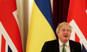El primer ministro británico, Boris Johnson, durante su reunión con el presidente ucraniano en el Palacio Presidencial, en Kiev, a 1 de febrero de 2022.