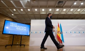 El presidente de la Xunta de Galicia, Alberto Núnez Feijóo, en la presentación del plan gallego para los fondos Next Generation, en marzo de 2021.