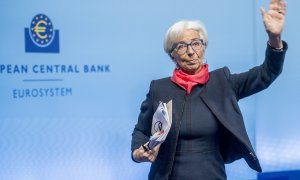 La presidenta del BCE, Christine Lagarde, tras la rueda de prensa posterior a la reunión del Consejo de Gobierno de la entidad, celebrado el pasado diciembre, en Fráncfort. AFP/Thomas Lohnes / POOL