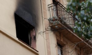 Ventanas del Hotel Coronado de Nou de la Rambla de Barcelona, donde se ha producido un incendio