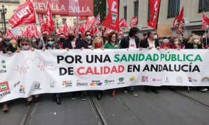 Manifestación a favor de la sanidad pública de Sevilla
