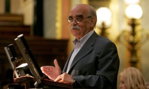 José Antonio Labordeta durante una intervención en octubre de 2011 en una de las jornadas del Debate sobre el Estado de la Nación.