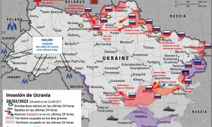 Mapa sobre los bombardeos y avances de Rusia en territorio ucraniano. 28/02/2022