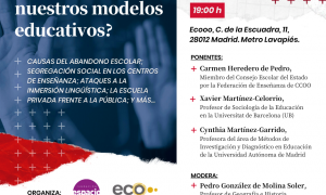 Cartel sobre el coloquio presencial convocado por Espacio en Madrid el próximo 9 de marzo