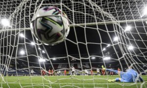 Foto de archivo de una portería durante la Copa Mundial de la FIFA Qatar 2022.