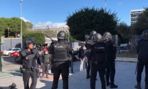 Agentes de la Policía nacional durante la huelga del metal de Cádiz.