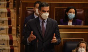 16/03/2022.- El presidente del Gobierno, Pedro Sánchez, interviene en la sesión plenaria de este miércoles. Jesús Hellín / Europa Press