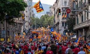 11/09/2022-Manifestación organizada por la Asamblea Nacional Catalana (ANC) con motivo de la Diada, día de Cataluña, a 11 de septiembre de 2021, en Barcelona, Catalunya