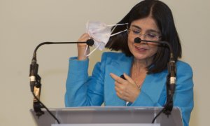 (17/03/2022) La ministra de Sanidad, Carolina Darias, en un acto este jueves en Vigo.