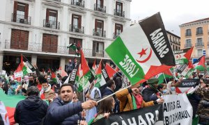 Manifestación frente al Ministerio de Asuntos Exteriores por la autodeterminación del Sáhara