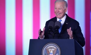 Joe Biden durante su visita oficial a Polonia.