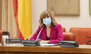 29/3/22-La ministra de Educación y Formación Profesional, Pilar Alegría, durante la Comisión de Educación y Formación Profesional en el Congreso de los Diputados, a 16 de marzo de 2022, en Madrid.