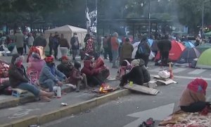 31/03/2022 - Acampada y movilización en la Avenida 9 de Julio en Argentina.