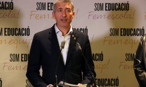 01/04/2022 - El conseller d'Educació, Josep González-Cambray, en la roda de premsa d'aquest divendres per explicar l'acord sobre el finançament de les escoles bressol.