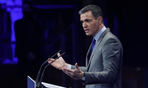 04/04/22. El presidente del Gobierno, Pedro Sánchez, durante la inauguración del II foro económico 'Wake Up, Spain!', en Madrid a 4 de abril de 2022.