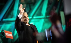 04/04/2022. Viktor Orbán celebrando su victoria en las elecciones generales húngaras, a 03/04/2022,