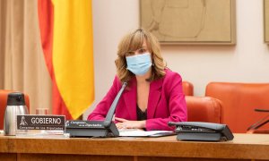 La ministra de Educación y Formación Profesional, Pilar Alegría, comparece en la Comisión de Educación y Formación Profesional en el Congreso de los Diputados, a 16 de marzo de 2022.