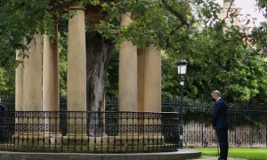 (5/09/2020) El árbol de Gernika, símbolo de las libertades vascas donde todos los lehendakaris han jurado el cargo, durante la toma de posesión de Iñigo Urkullu en septiembre de 2020.