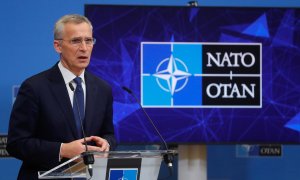 El secretario general de la OTAN, Jens Stoltenberg, ofrece una rueda de prensa este jueves 7 de abril de 2022 en la sede de la organización en Bruselas.