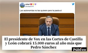 "Quieren acabar con las autonomías. Pero eso sí, mientras tanto cobrando 100.000 euros de ellas. No tienen jeta ni 'na'..."