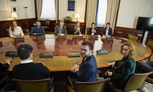 21/04/2022. El presidente de la Generalitat de Cataluña, Pere Aragonès, durante su reunión en el Congreso de los Diputados, a 21 de abril de 2022.