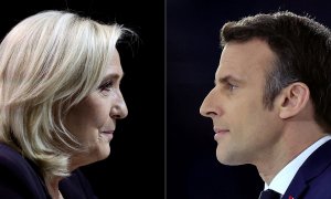 Una imagen combinada de los dos candidatos a la segunda vuelta de las elecciones presidenciales en Francia, Marine Le Pen y Emmanuel Macron