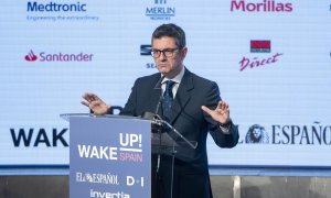 El ministro de la Presidencia, Relaciones con las Cortes y Memoria Democrática, Félix Bolaños, interviene en la última jornada del foro económico 'Wake Up, Spain!', en Casa de América, a 8 de abril de 2022, en Madrid.