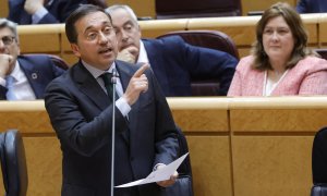 El ministro de Asuntos Exteriores, José Manuel Albares, durante su intervención en la sesión de control del Senado, este martes en Madrid.