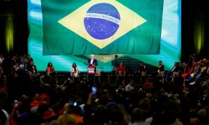 Lula durante el acto en el que ha oficializado su candidatura para la Presidencia de Brasil.