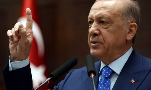 El presidente de Turquía y líder del Partido Justicia y Desarrollo, Recep Tayyip Erdogan, pronuncia un discurso en Ankara, a 18 de mayo de 2022.