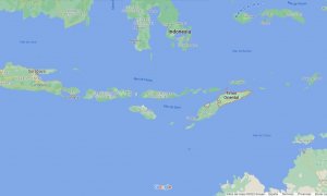 19/05/2022 - Imagen vía satélite de la situación geográfica de Timor Oriental.