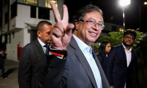 28/05/2022 El candidato izquierdista de Colombia Gustavo Petro durante su llegada al debate televisado en Caracol, en Bogotá