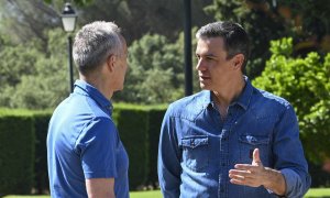 29/05/2022 El presidente del Gobierno, Pedro Sánchez recibe al Secretario General de la OTAN, Jens Stoltenberg, en la finca Quintos de Mora