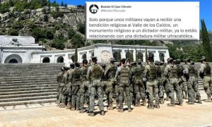 "Solo falta la música del NODO": bochorno ante la imagen de militares en el Valle de los Caídos
