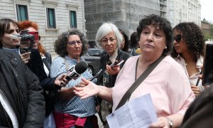 María Salmerón, en una manifestación para protestar por no ser indultada, en la Plaza de Cibeles, a 4 de mayo de 2022, en Madrid.