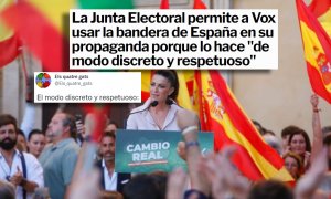 La Junta Electoral permite a Vox usar la bandera de España por hacerlo "de modo discreto" y los tuiteros estallan: "¿Me estás vacilando?"