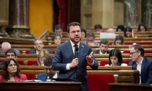 14/06/2022. El presidente de la Generalitat, Pere Aragonès, interviene en una sesión de control, en el Parlament de Catalunya, a 8 de junio de 2022, en Barcelona, Catalunya (España)