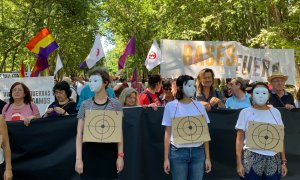 Manifestantes contra la OTAN en Madrid este domingo