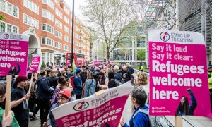 28/06/2022 Manifestación en contra de la deportación de solicitantes de asilo, a 8 de junio de 2022, en Reino Unido.