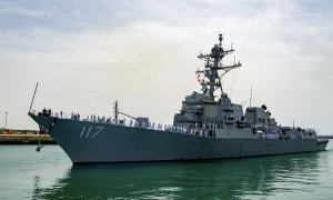 El buque USS Paul Ignatius, el barco más nuevo que las Fuerzas Navales estadounidenses tenían desplegado en Europa, a su llegada a Rota el pasado 23 de junio.